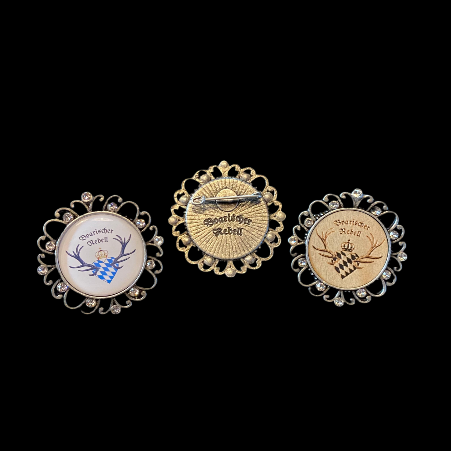 Brosche mit Strasssteinen personalisierbar