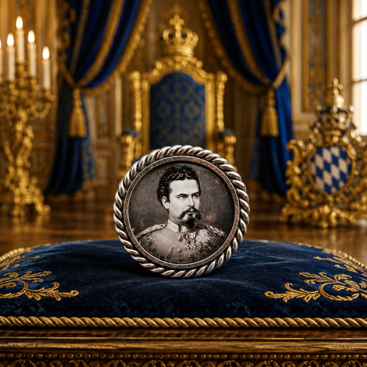 Pin König Ludwig II (schwarz-weiß)