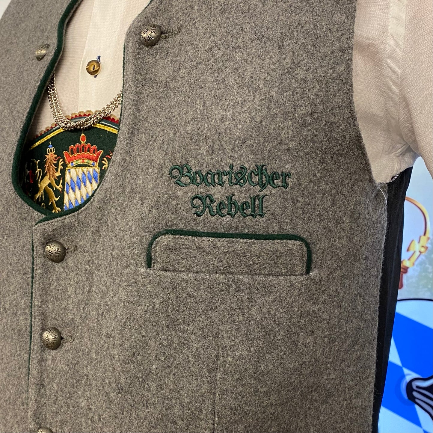 Weste Hellgrau/Grün