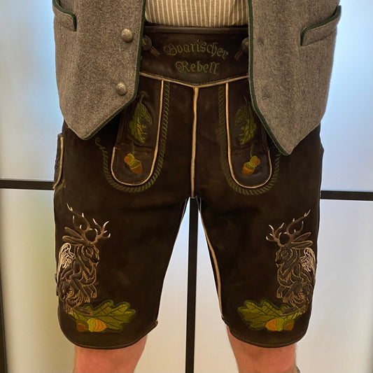 Herren Lederhose Wolpertinger mit Knöpfe