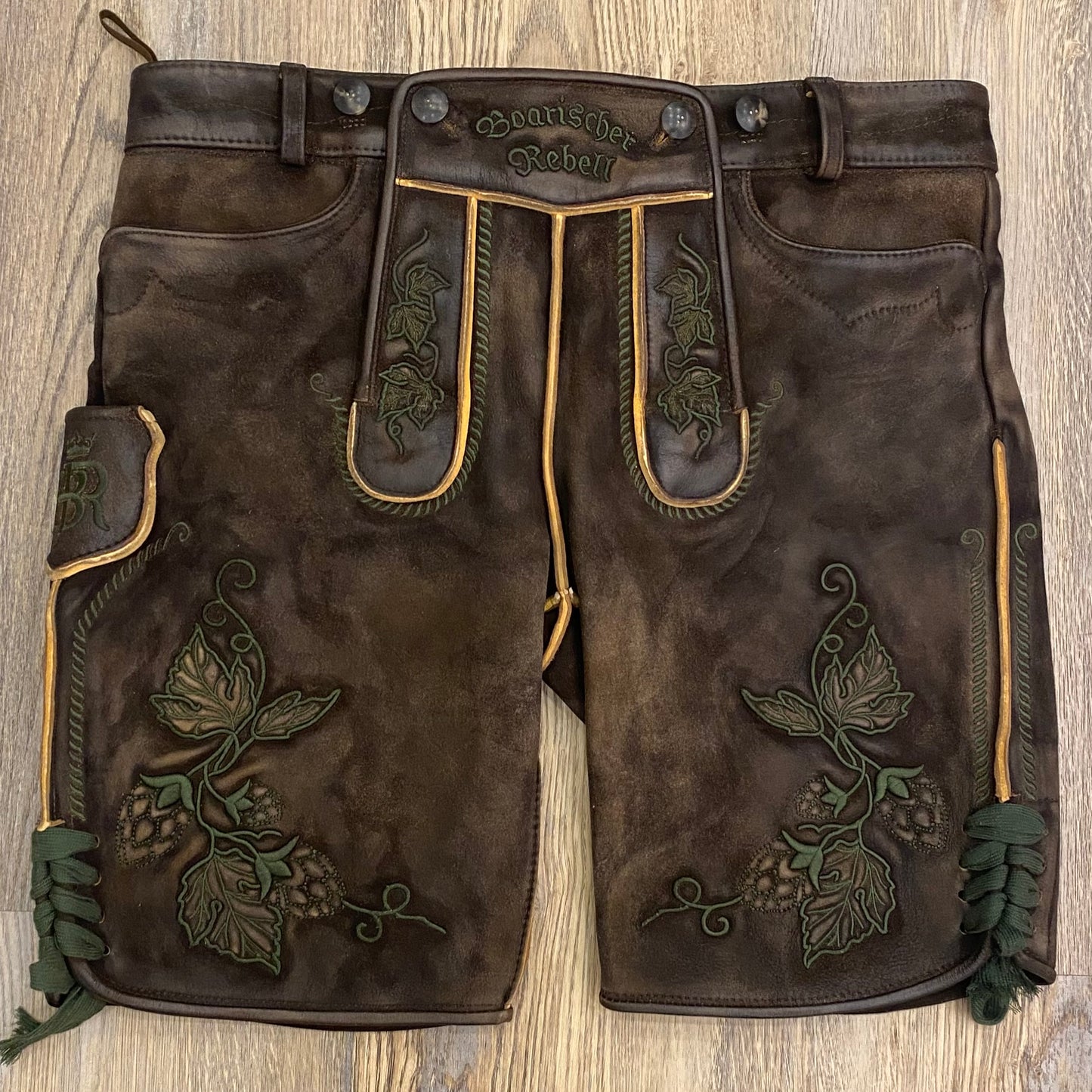 Herren Dunkel Lederhose Hopfen 3D Stick (Gr.56 Unikat) (Kopie)