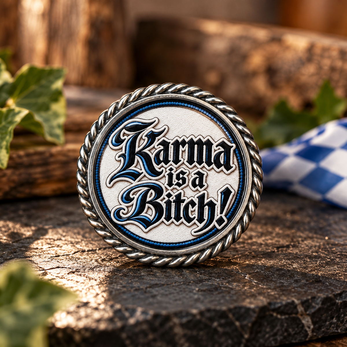 Pin Karma is a Bitch! (Blau)