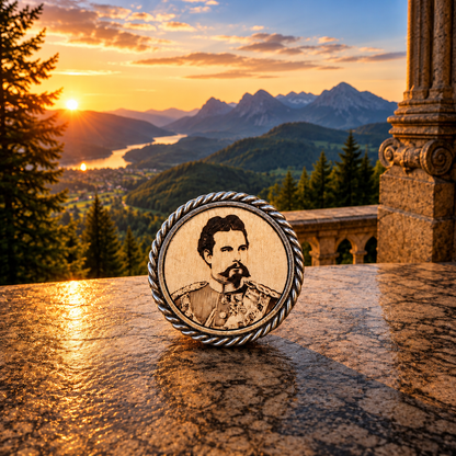 Pin König Ludwig II (Holzlasergravur)